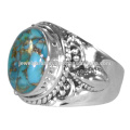 Blue Copper Turquoise Gemstone Com 925 Solid Silver Handmade Designer Ring Jewellery